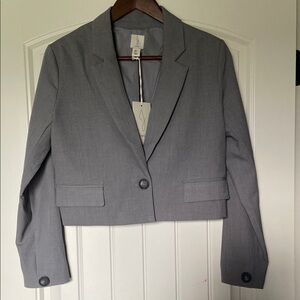 Joie Gray Cropped Blazer with Notched Lapel